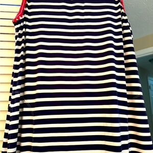 Tommy Bahama cover up .coral crochet trim white blue pockets swimsui